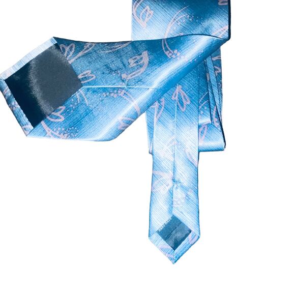 The Painted Trout Mens 100% Silk Tie Blue White Pattern Classic Necktie Career - Picture 2 of 7